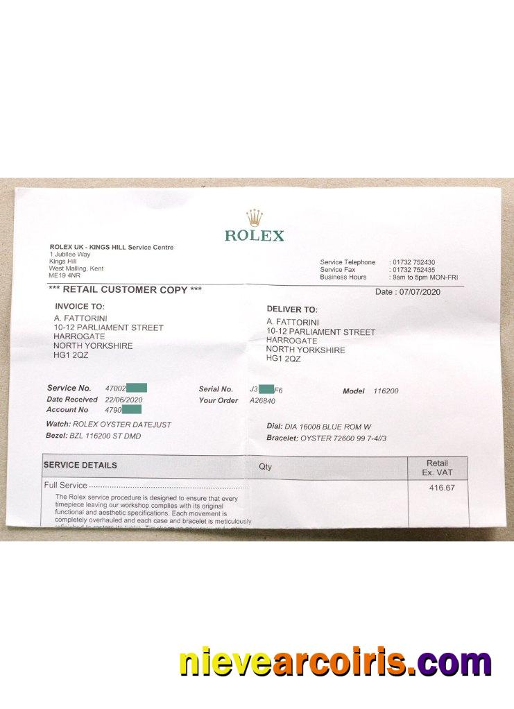 Rolex company payment check